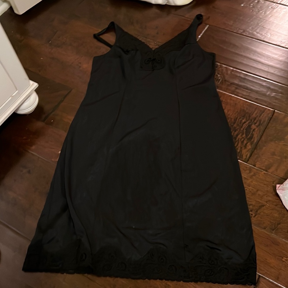 Super trendy black slip dress! with lace!